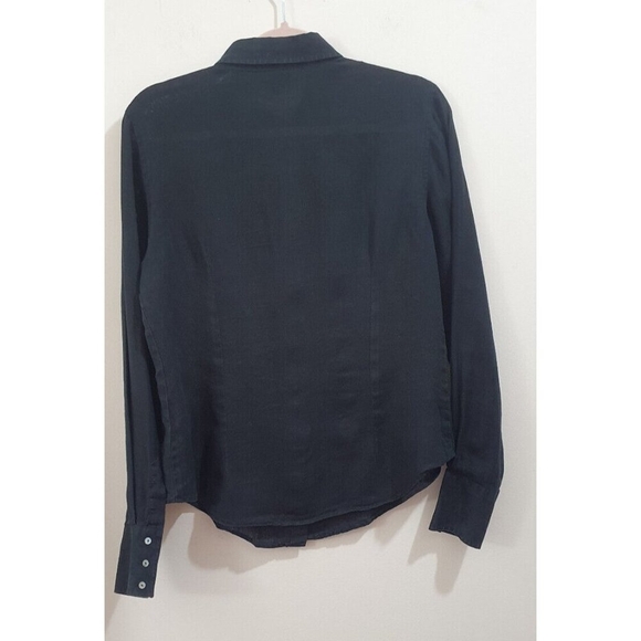 Gianfranco Ferre Vintage Black Shirt, 100% lino Long Sleeves Button Blouse - Picture 3 of 15